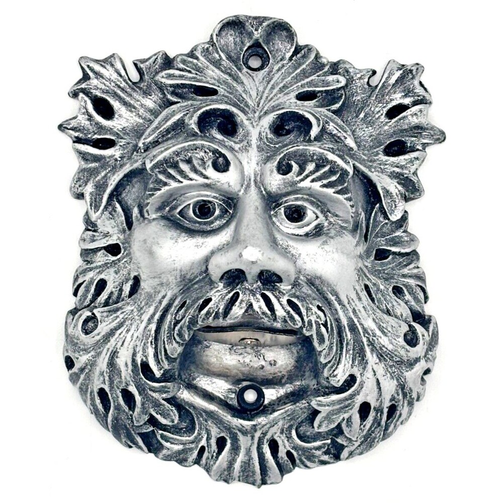 Beer Buddies UK Wall Mounted‎ Celtic Character Bottle Opener Silver "Green Man"